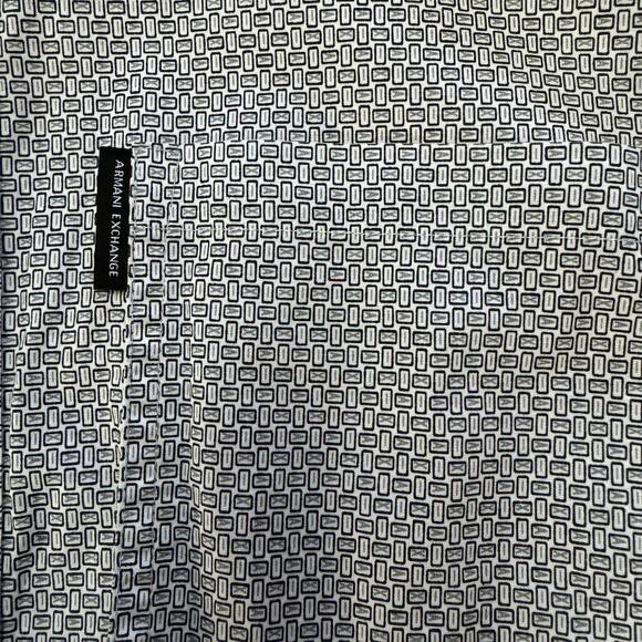 Armani Exchange, Mens Slim Short Sleeve Button Up, Black and White, XL - Picture 3 of 6